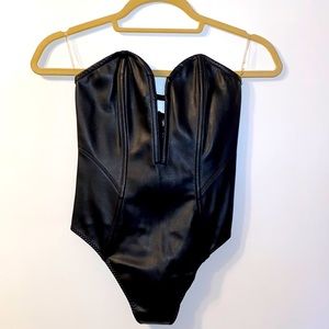 Leather and Lace Lingerie Bodysuit